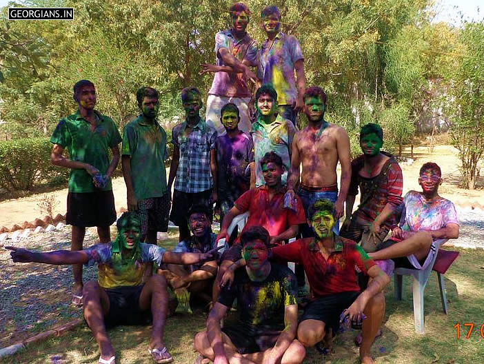 AMS Ajmer 12th Class Students celebrating 2014 Holi at Subhash House lawn