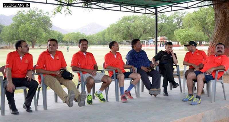 AMS Ajmer 1984-91 batch old boys take a break after a match with School Cadets